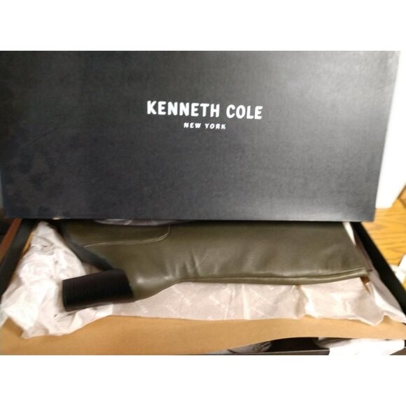 Justin Womens Genuine Leather Knee-High Boots 5.5 Olive Green With Zipper & Bloc - Picture 13 of 14